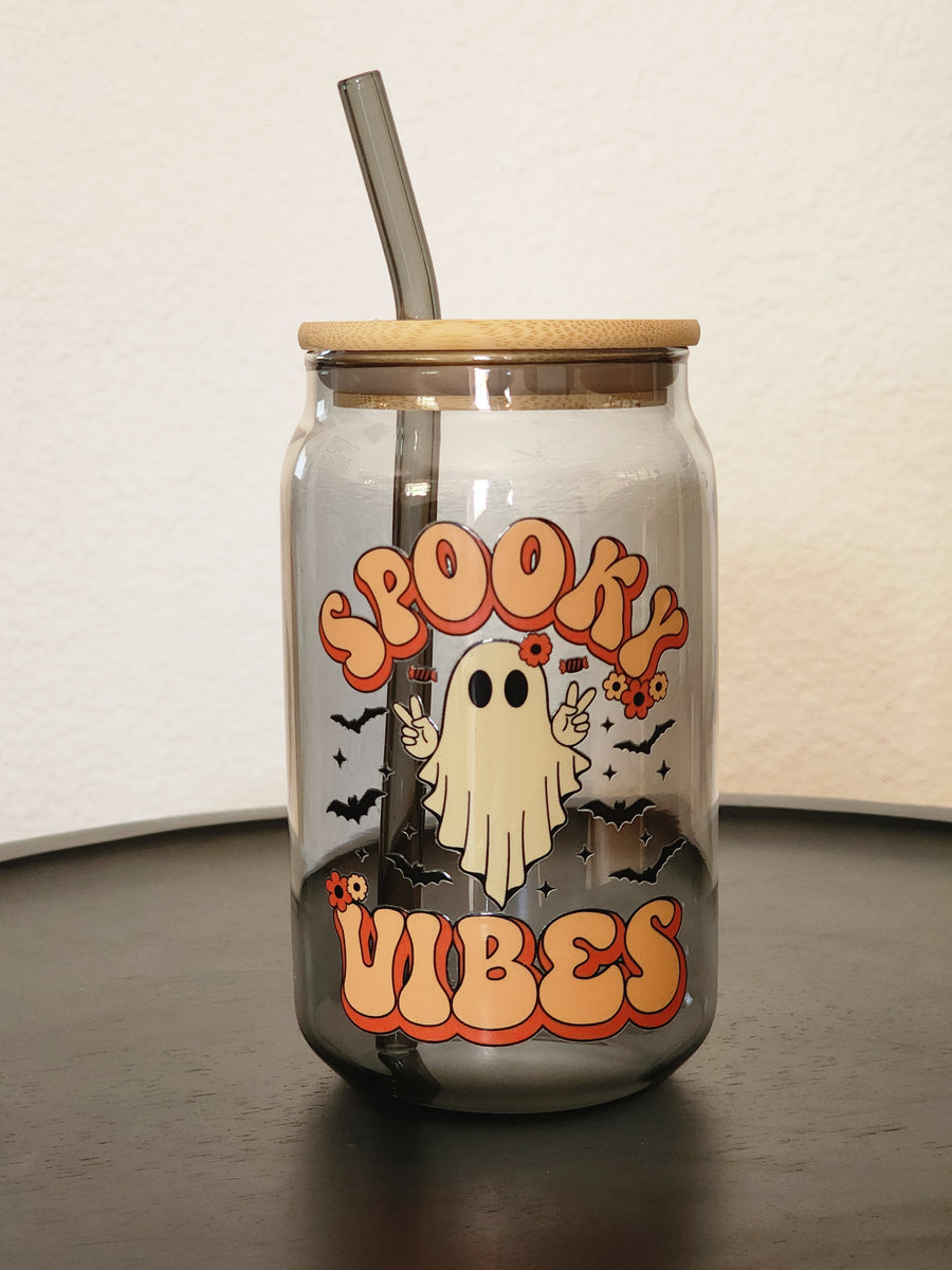 Spooky Vibes- Smoky Can Glass 16oz
