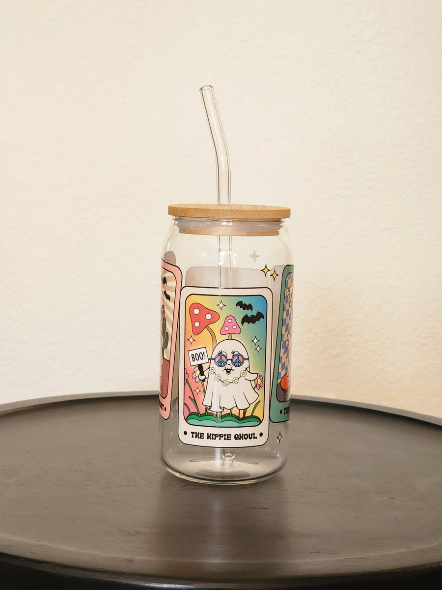 Ghostie Tarot Cards- Clear Can Glass 16oz