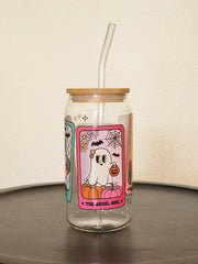 Ghostie Tarot Cards- Clear Can Glass 16oz