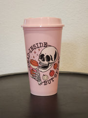 Dead Inside but Spiced-  16oz Light Pink Hot Cup