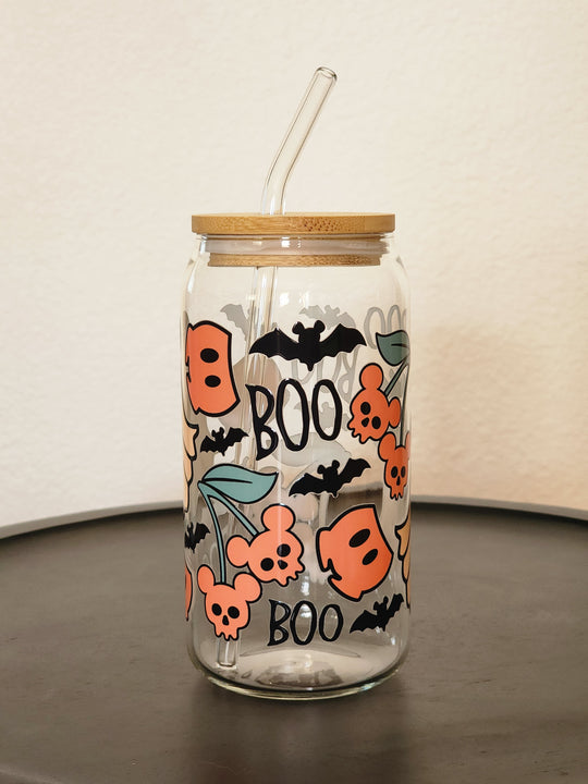 Mickey Ghost-  Clear Can Glass 16oz