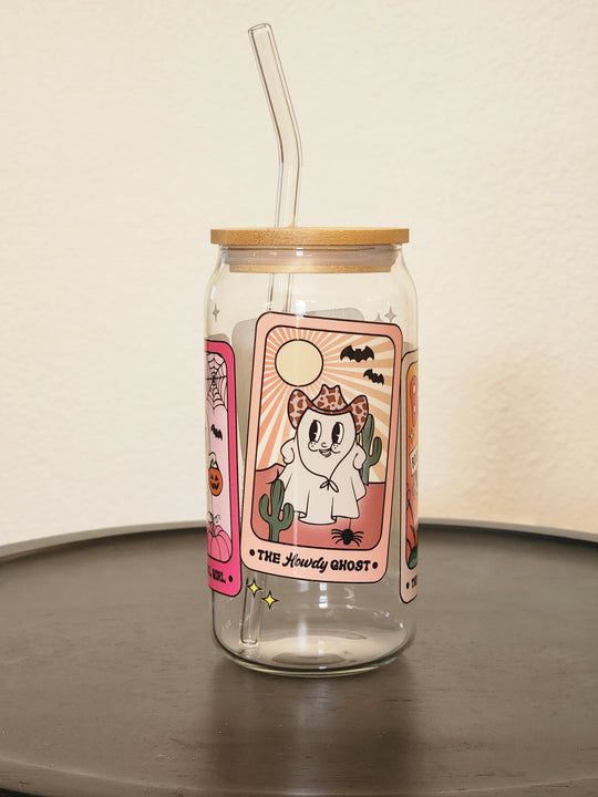 Ghostie Tarot Cards- Clear Can Glass 16oz