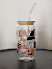 Halloween Friends- Clear Can Glass 16oz