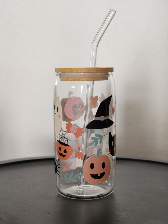 Halloween Friends- Clear Can Glass 16oz