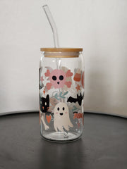 Halloween Friends- Clear Can Glass 16oz