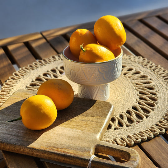 Marrakech Fruit Dish- Engraved White Ceramic