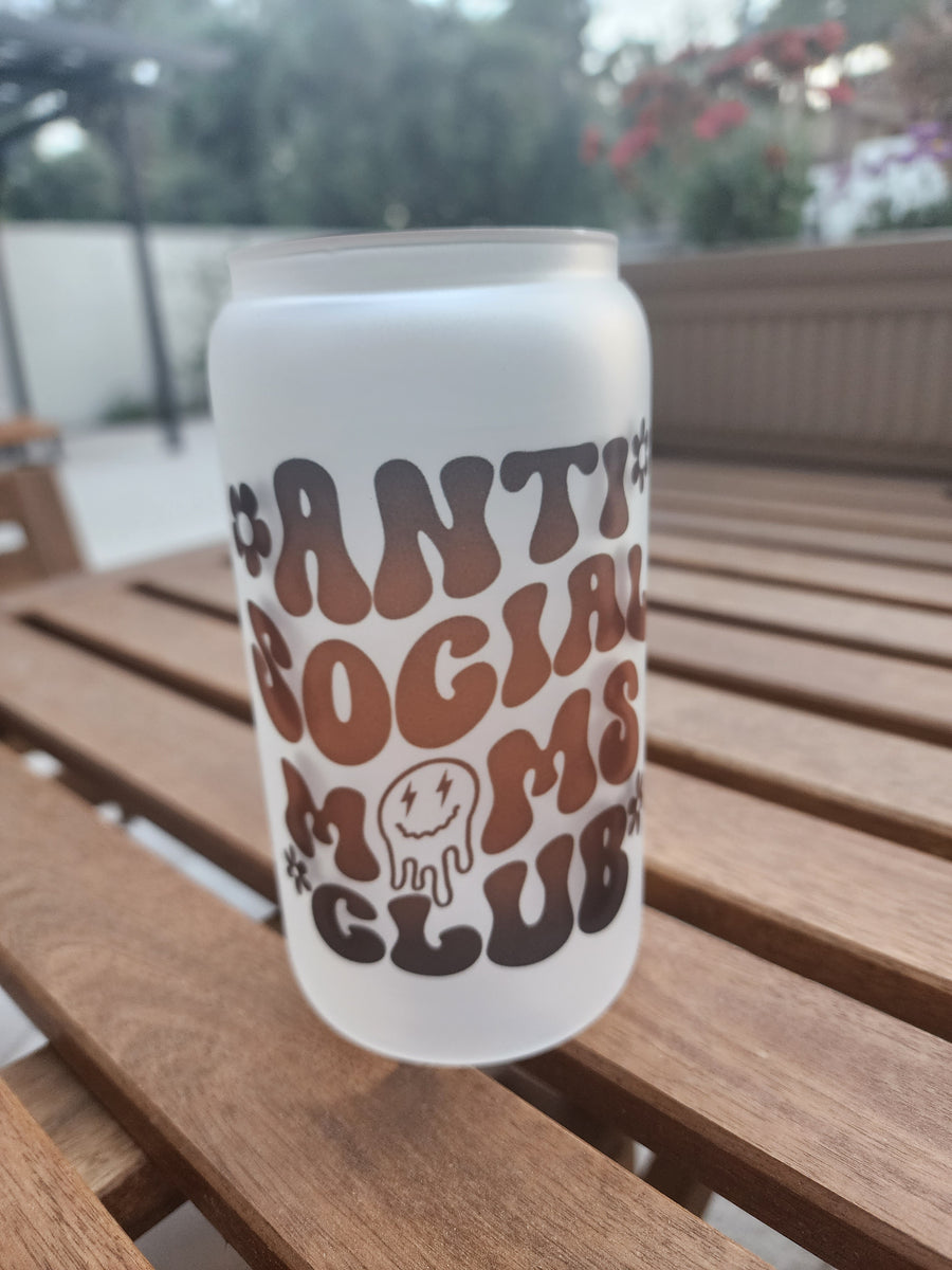 Anti Social Moms Club- Frosted Can Glass 16 OZ