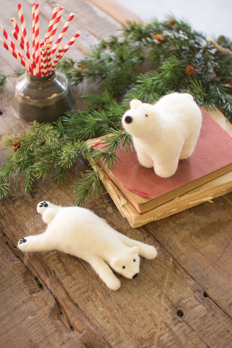 Set of 2 Felt Polar Bears