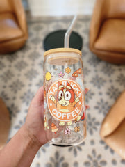 Orange Dog Trendy Coffee- Clear Can Glass 16oz