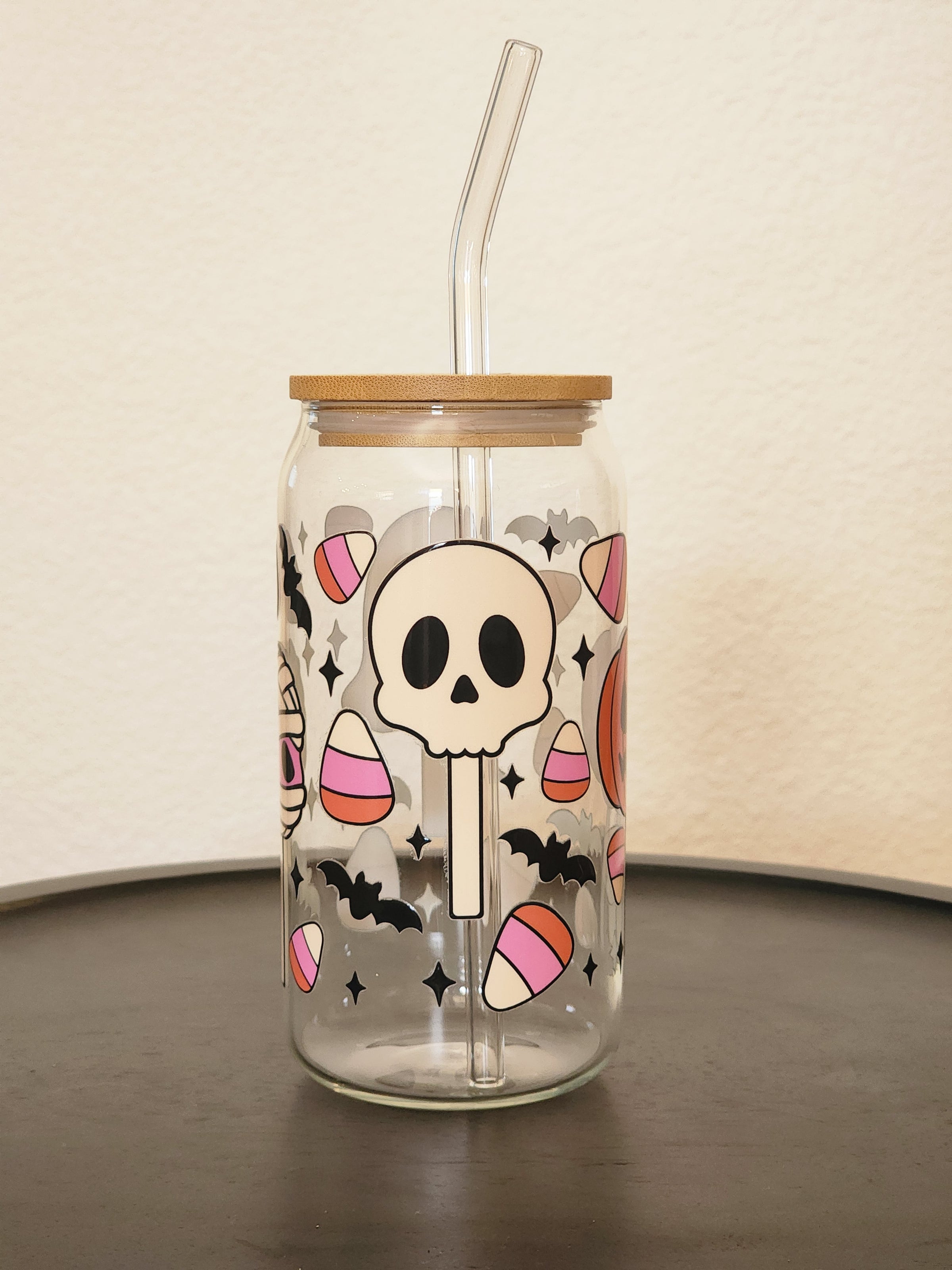 Halloween Glass Can, Ghost Glass Cup, Iced Coffee Glass for Spooky