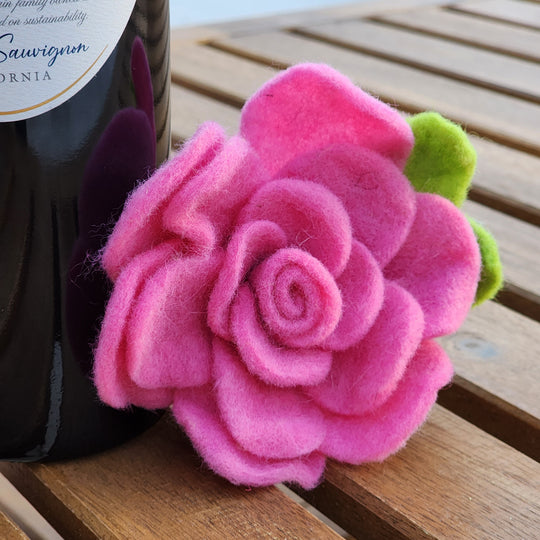 Felt Rose Wine Topper