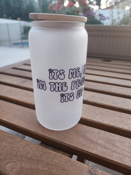 Its Me, Hi, Im the problem its me- Purple- Frosted Can Glass 16 OZ