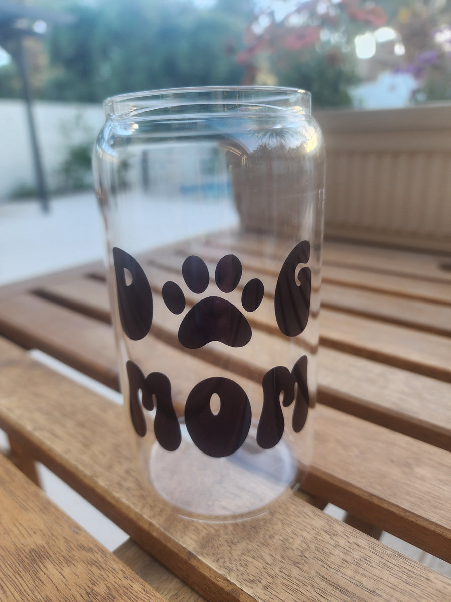 Dog Mom- Clear Can Glass 16oz