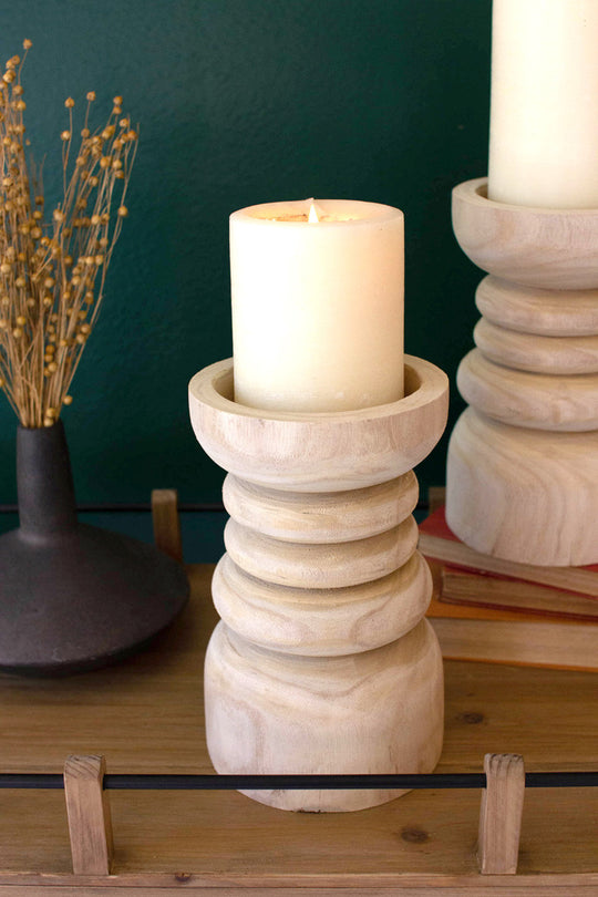 Wooden Pillar Candle Holder