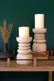 Wooden Pillar Candle Holder