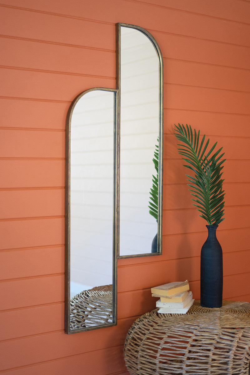 Double Antique Brass Mirror