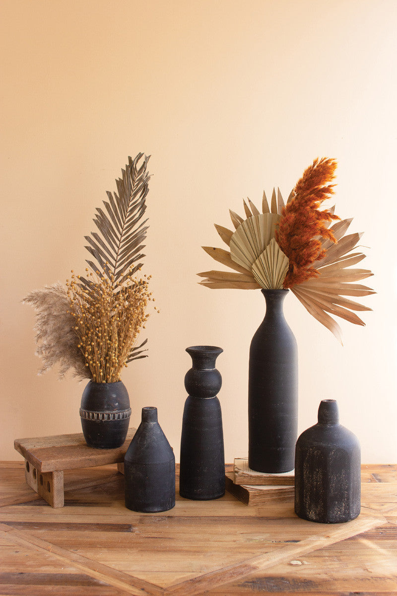 Modern Black Clay Vases